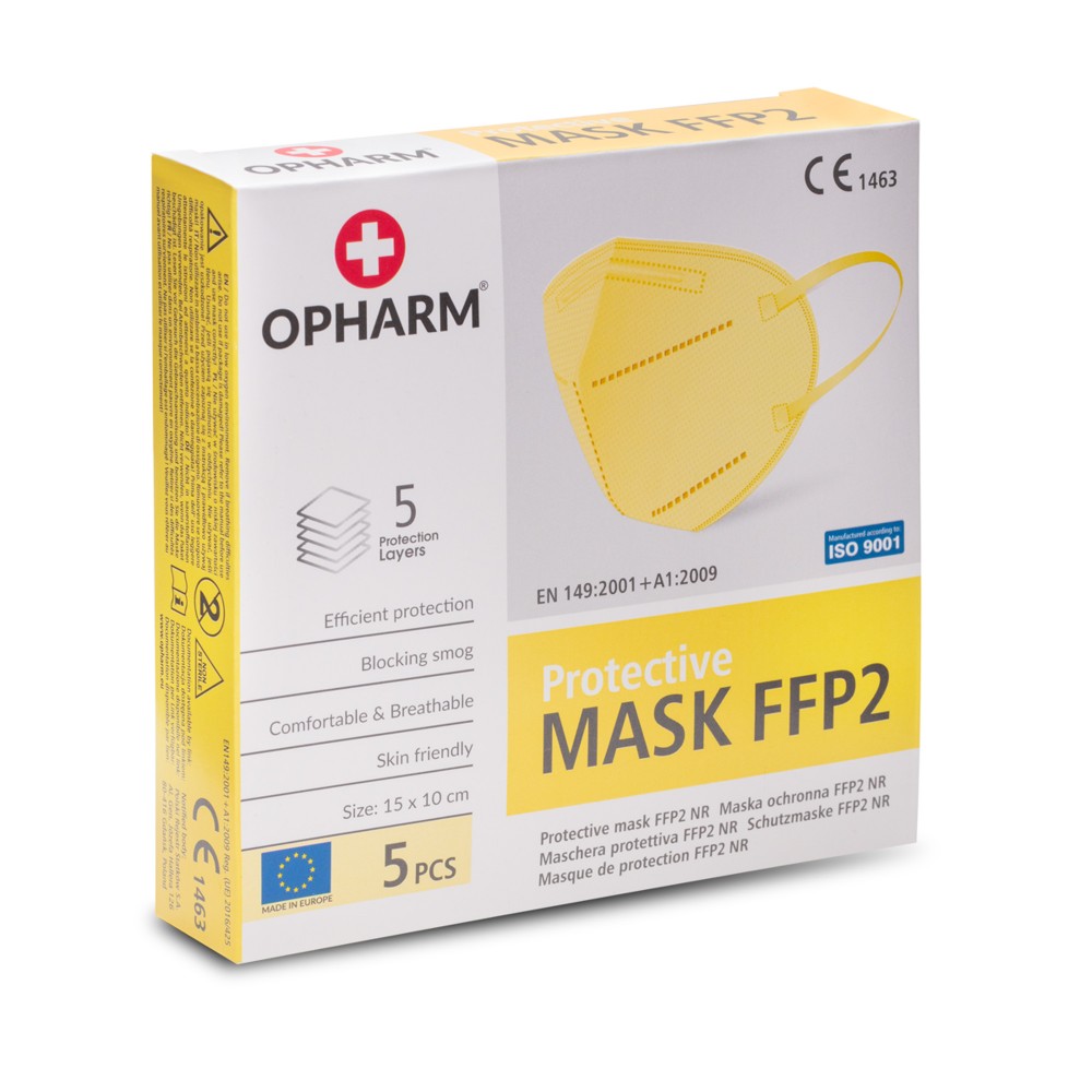 Maska Ochronna FFP2 5 sztuk żółta...
